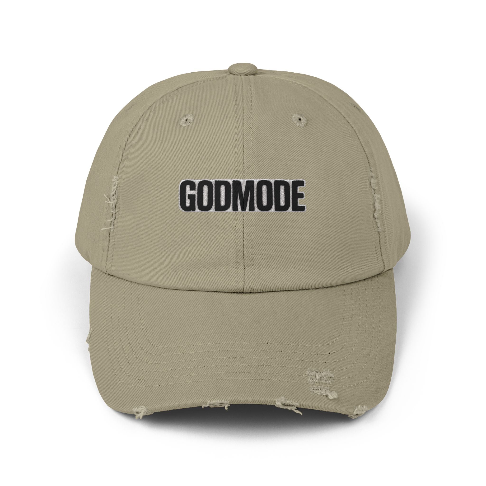 Unisex Distressed Cap: Godmode | Trendy Hat for Casual Outfits, Gifts for Him/Her, Streetwear Style, Everyday Accessory, Summer Outing