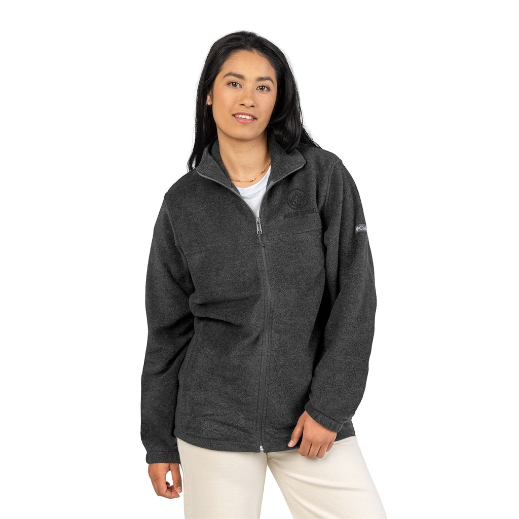 Cozy Fleece Jacket, Unisex Columbia Outerwear, Embroidered Gift, Casual Layer for Outdoor Adventures, Winter Essentials