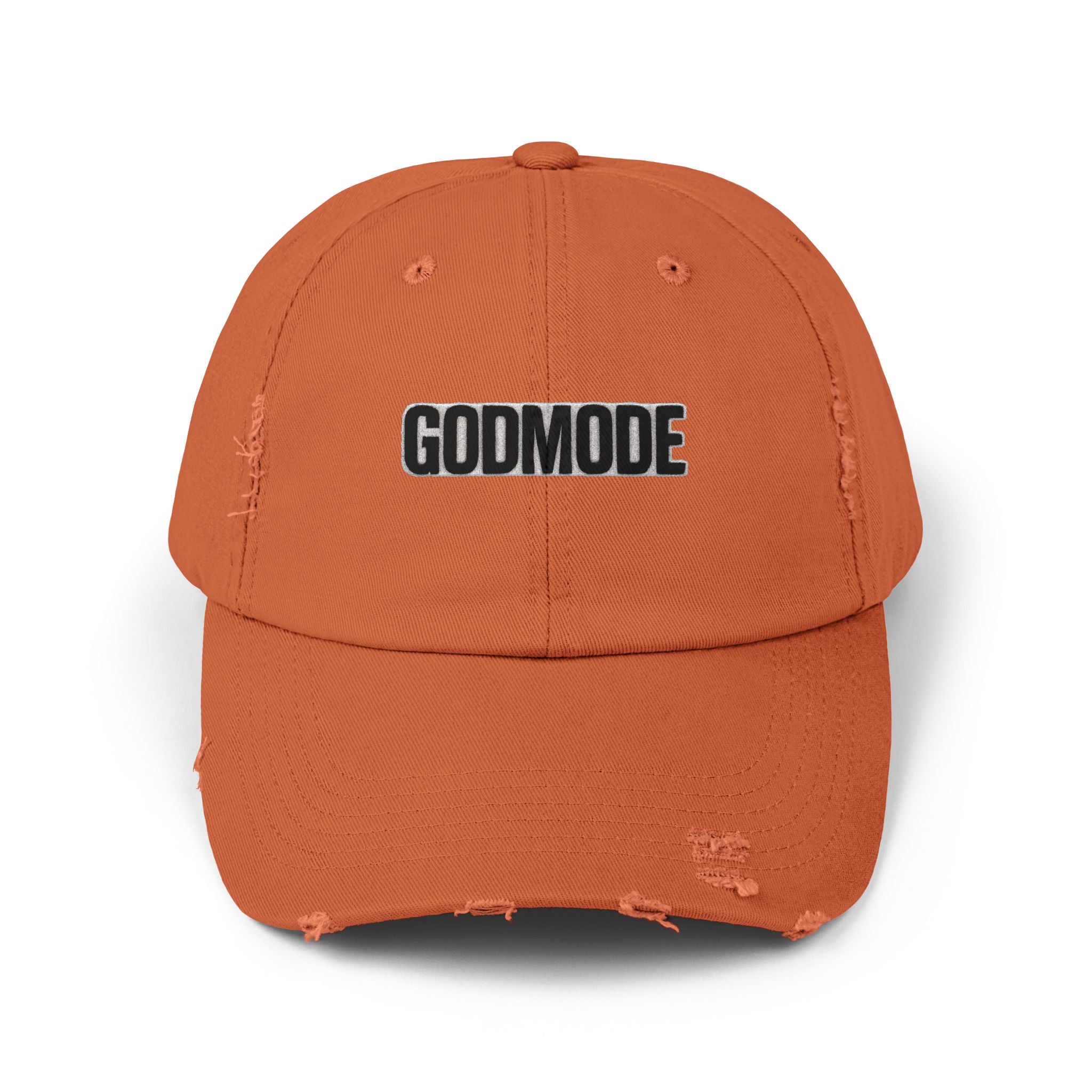 Unisex Distressed Cap: Godmode | Trendy Hat for Casual Outfits, Gifts for Him/Her, Streetwear Style, Everyday Accessory, Summer Outing