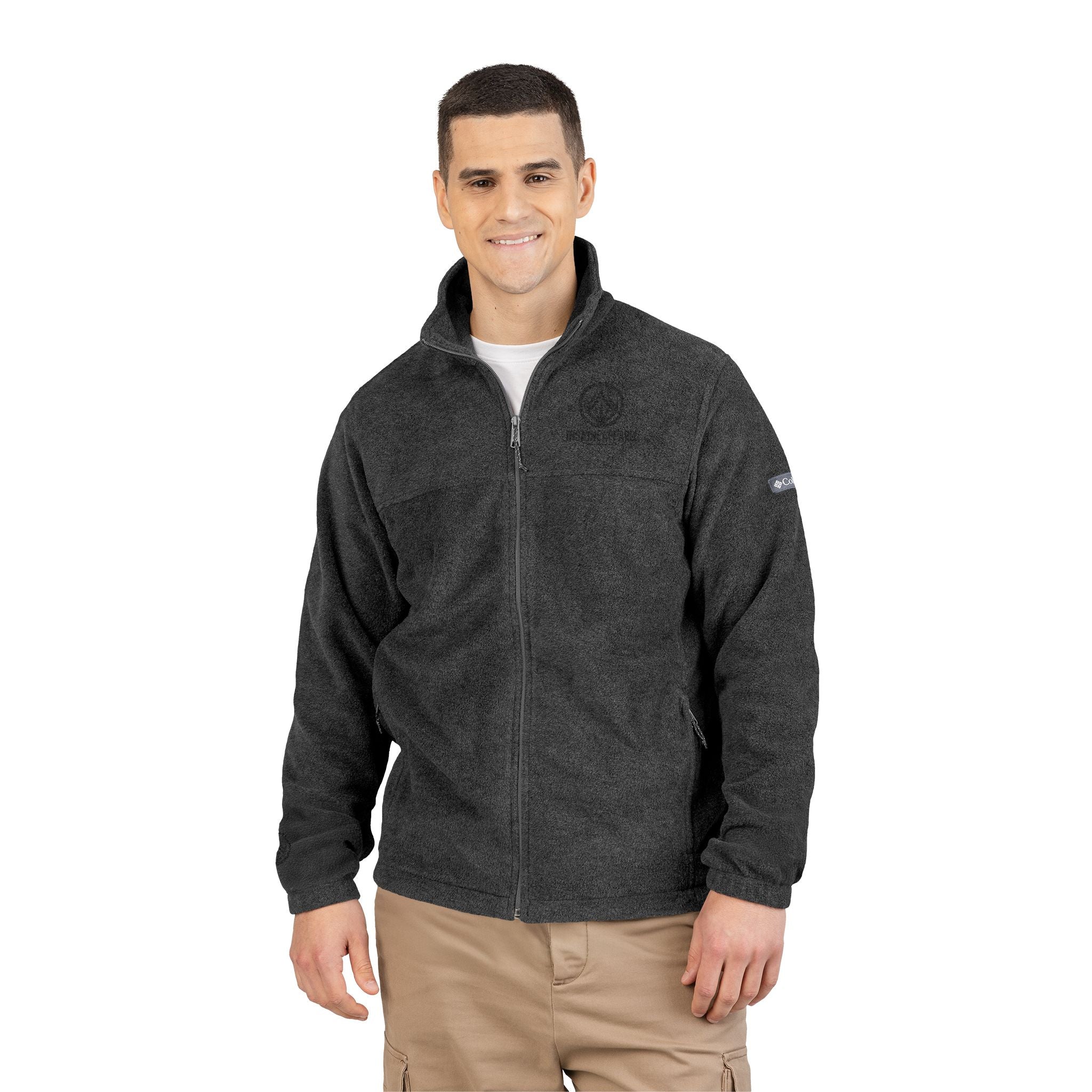 Cozy Fleece Jacket, Unisex Columbia Outerwear, Embroidered Gift, Casual Layer for Outdoor Adventures, Winter Essentials