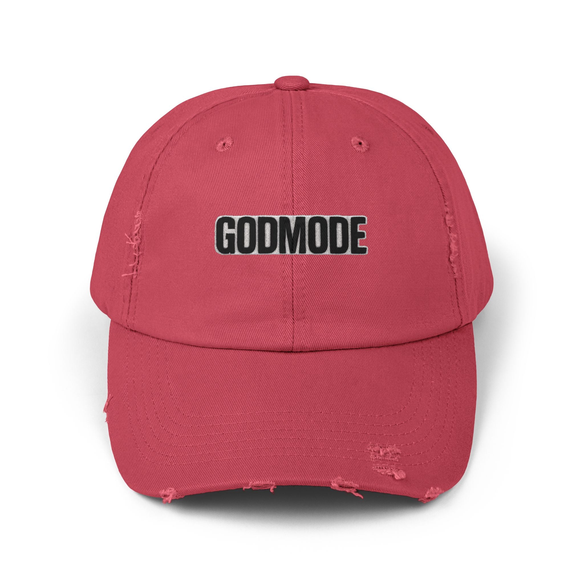 Unisex Distressed Cap: Godmode | Trendy Hat for Casual Outfits, Gifts for Him/Her, Streetwear Style, Everyday Accessory, Summer Outing