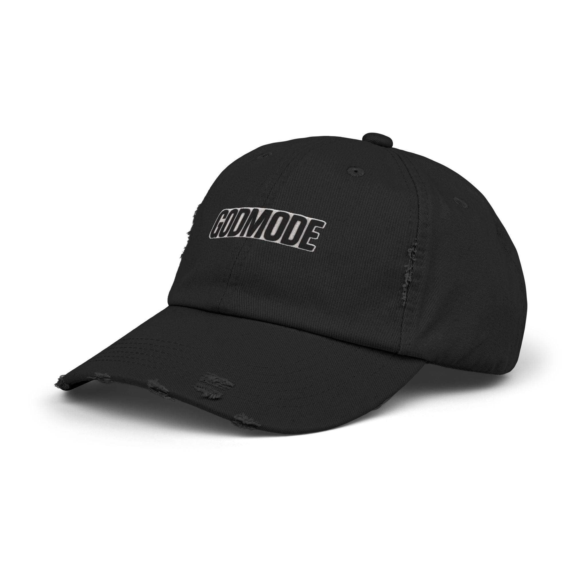 Unisex Distressed Cap: Godmode | Trendy Hat for Casual Outfits, Gifts for Him/Her, Streetwear Style, Everyday Accessory, Summer Outing