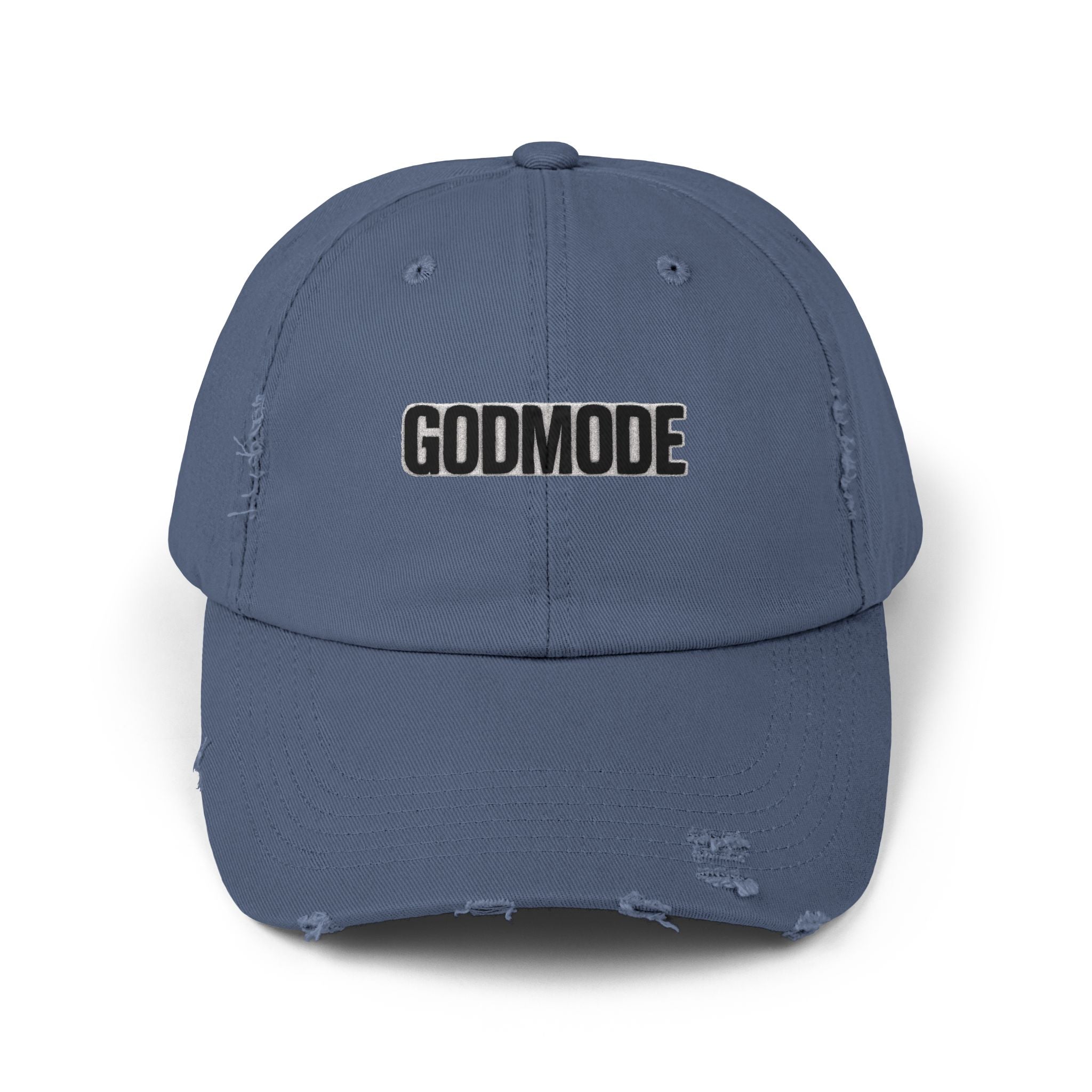 Unisex Distressed Cap: Godmode | Trendy Hat for Casual Outfits, Gifts for Him/Her, Streetwear Style, Everyday Accessory, Summer Outing