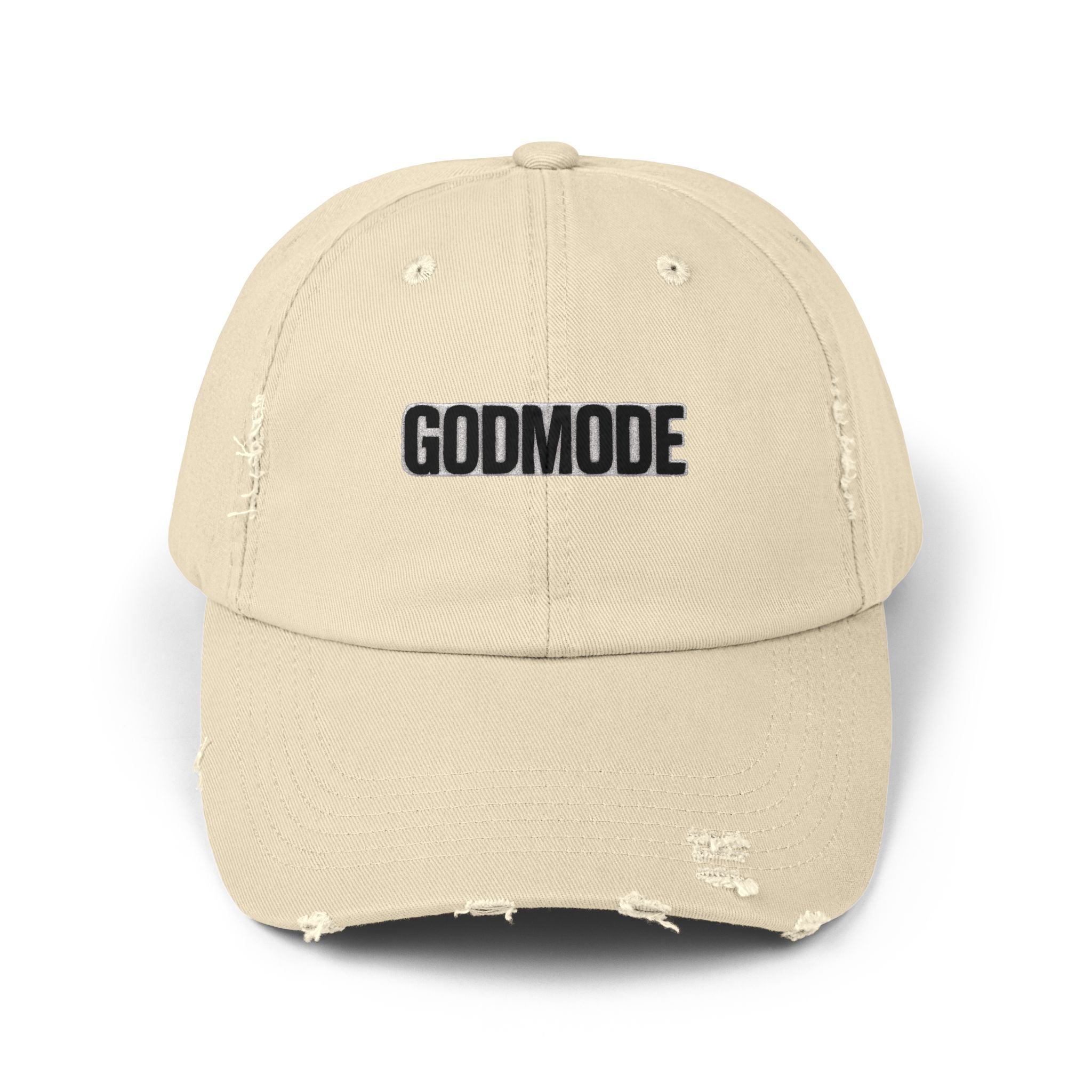 Unisex Distressed Cap: Godmode | Trendy Hat for Casual Outfits, Gifts for Him/Her, Streetwear Style, Everyday Accessory, Summer Outing