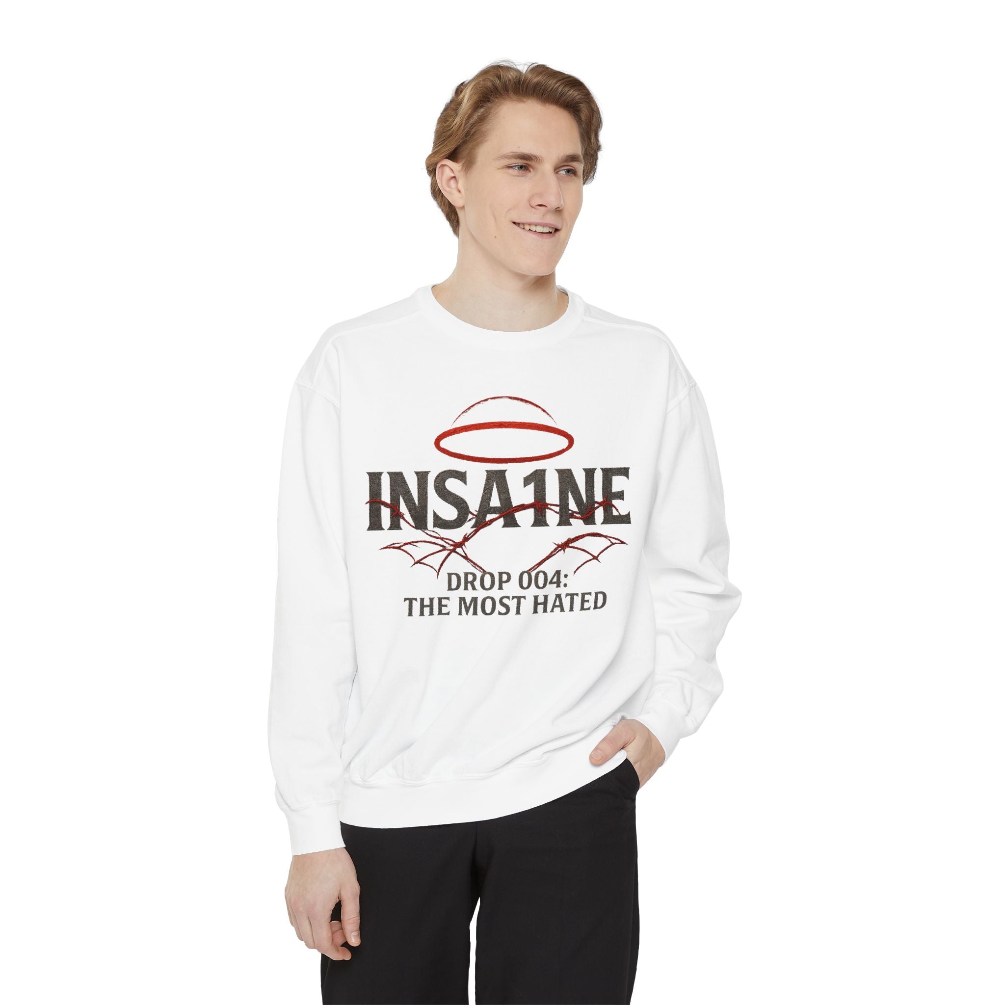 Trendy Unisex Sweatshirt - 'INSA1NE: The Most Hated' Design