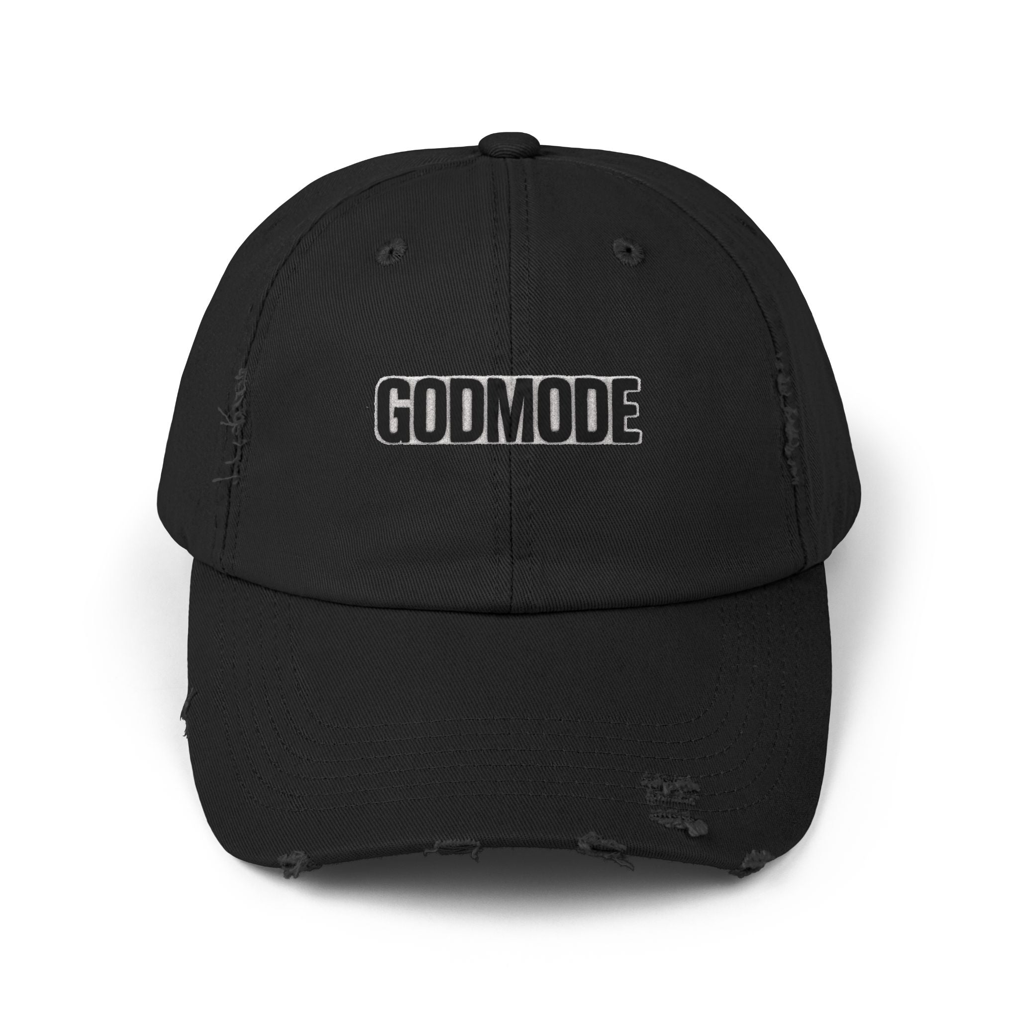 Unisex Distressed Cap: Godmode | Trendy Hat for Casual Outfits, Gifts for Him/Her, Streetwear Style, Everyday Accessory, Summer Outing