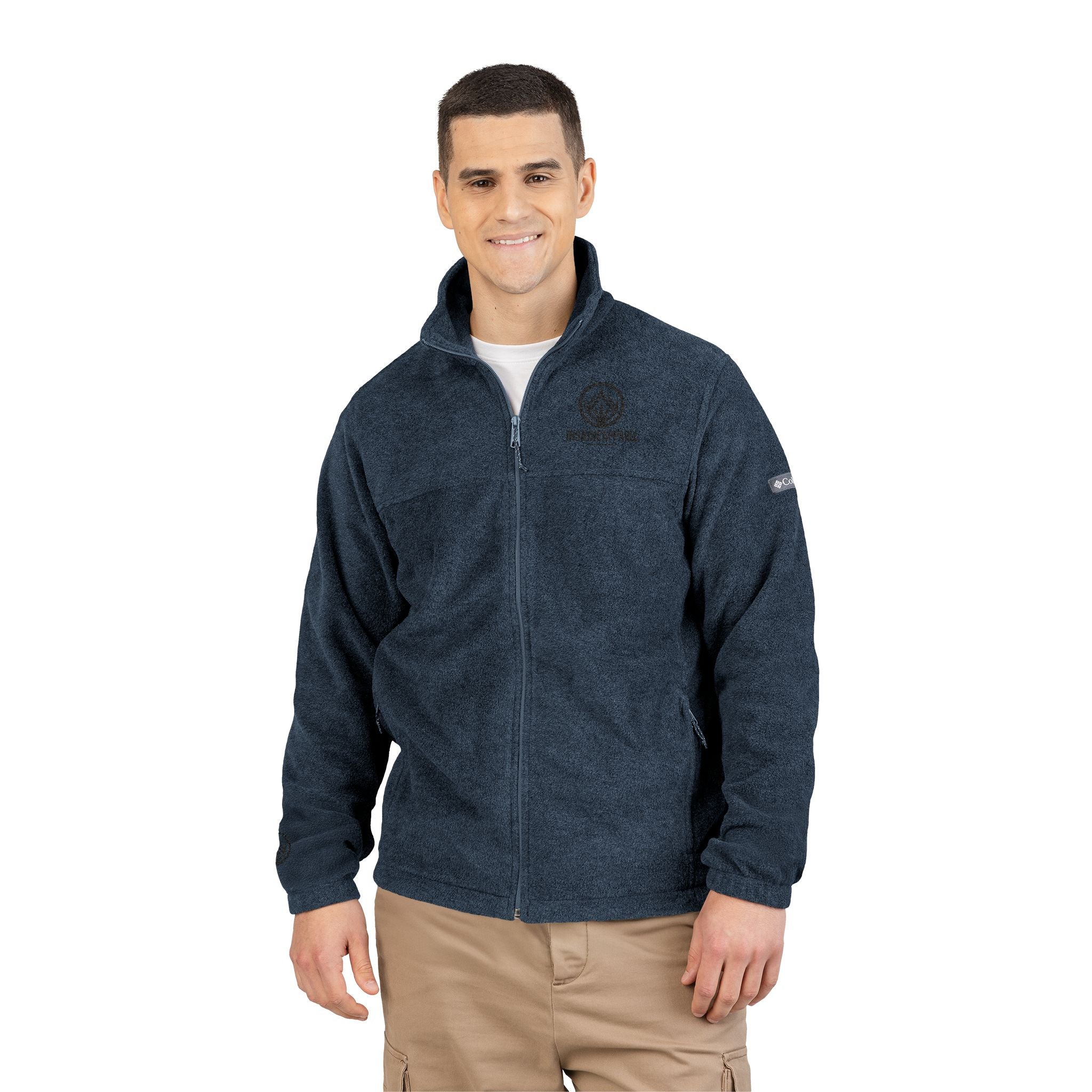 Cozy Fleece Jacket, Unisex Columbia Outerwear, Embroidered Gift, Casual Layer for Outdoor Adventures, Winter Essentials