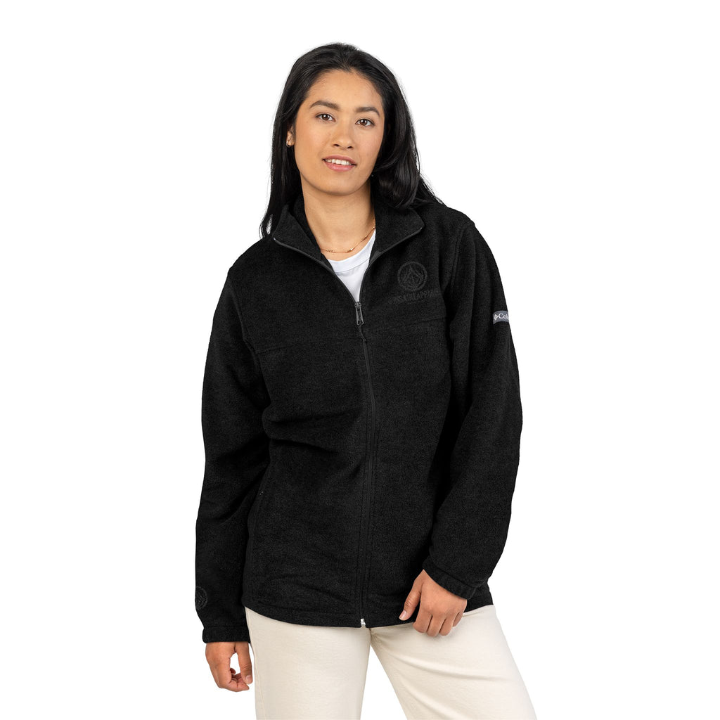 Cozy Fleece Jacket, Unisex Columbia Outerwear, Embroidered Gift, Casual Layer for Outdoor Adventures, Winter Essentials