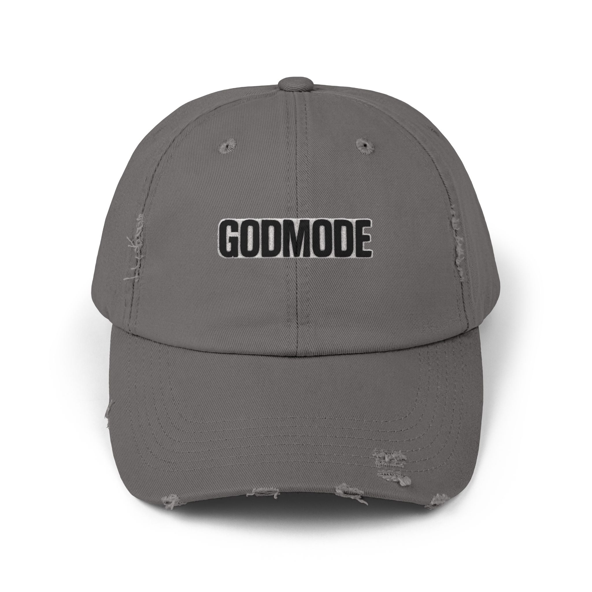 Unisex Distressed Cap: Godmode | Trendy Hat for Casual Outfits, Gifts for Him/Her, Streetwear Style, Everyday Accessory, Summer Outing