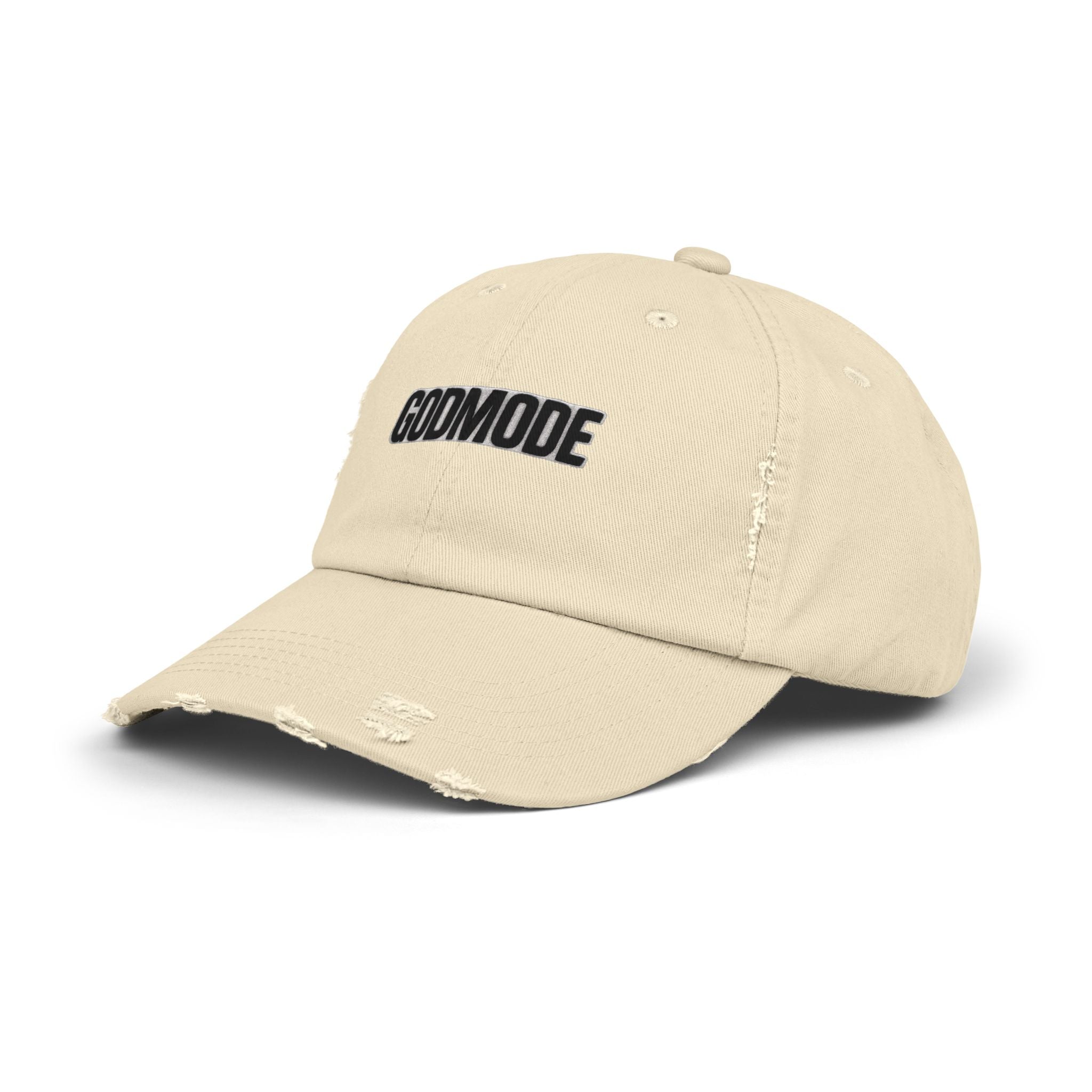 Unisex Distressed Cap: Godmode | Trendy Hat for Casual Outfits, Gifts for Him/Her, Streetwear Style, Everyday Accessory, Summer Outing